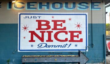 The Dakota East Side Ice House's motto is "Just be Nice, Dammit!?"