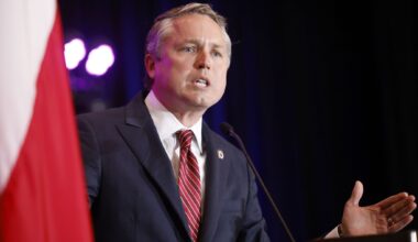 State Rep. Brian Harrison speaks during a Republican election night watch party at Gaylord Texan Resort and Convention Center, Tuesday, Nov. 5, 2024, in Grapevine.
