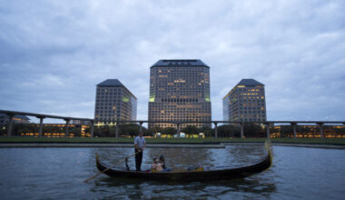 Gondolas move along the water before stopping for passengers at the revived Canal Fest, on Oct. 19, 2013 at Las Colinas in Irving.
