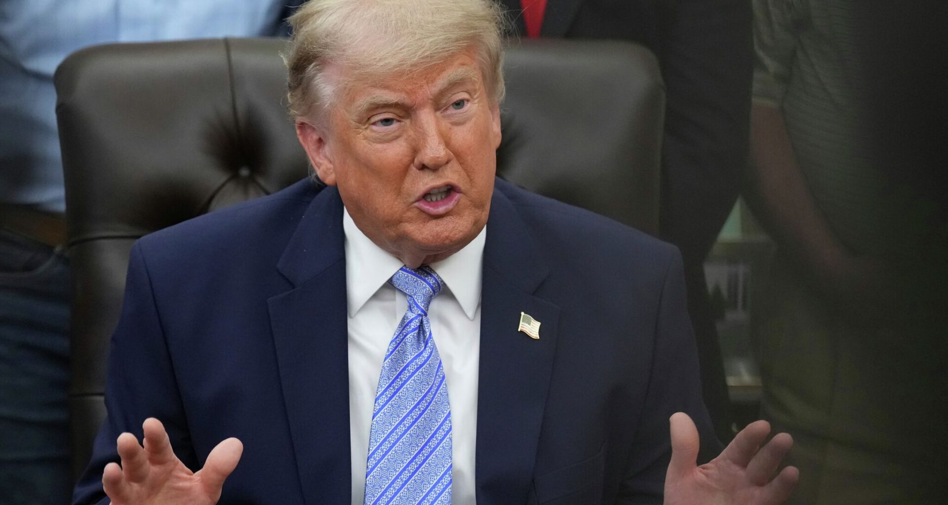 President Donald Trump speaks during an event in the Oval Office at the White House, Thursday, May 21, 2026, in Washington. (AP Photo/Jacquelyn Martin)