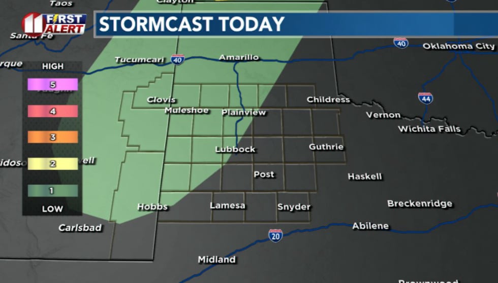 Chance for isolated storms this afternoon and evening