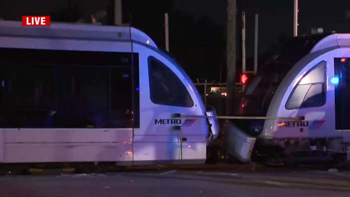 One person injured when firetruck collides with METRORail