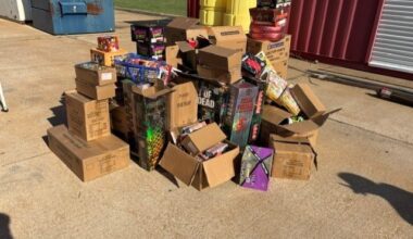 Dallas police and Dallas Fire-Rescue’s arson division confiscate more than 1,800 pounds of illegal fireworks a two locations in Dallas on Saturday, July 4, 2026.