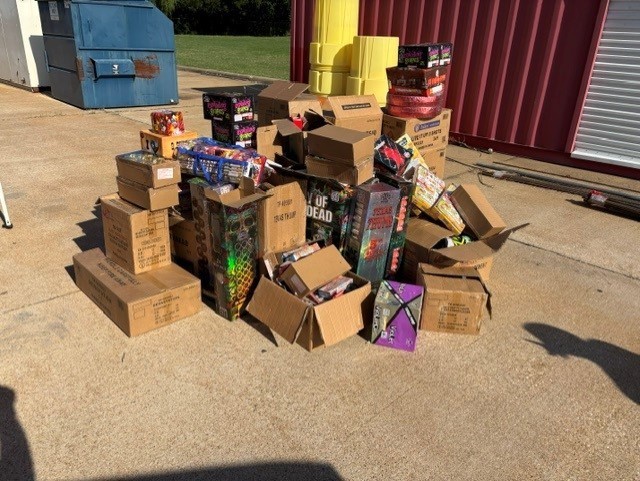 Dallas police and Dallas Fire-Rescue’s arson division confiscate more than 1,800 pounds of illegal fireworks a two locations in Dallas on Saturday, July 4, 2026.