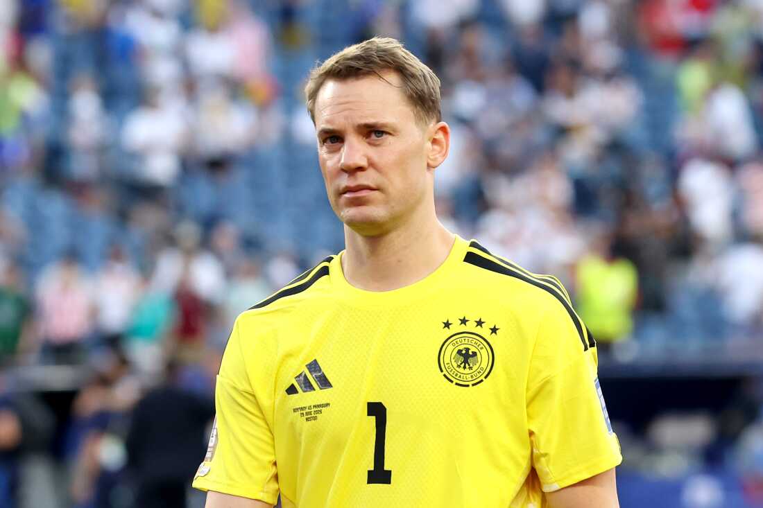 Manuel Neuer #1 of Germany leaves the pitch after the penalty shootout loss during the FIFA World Cup 2026 Round Of 32 match between Germany and Paraguay at Boston Stadium on June 29, 2026 in Foxborough, Massachusetts.
