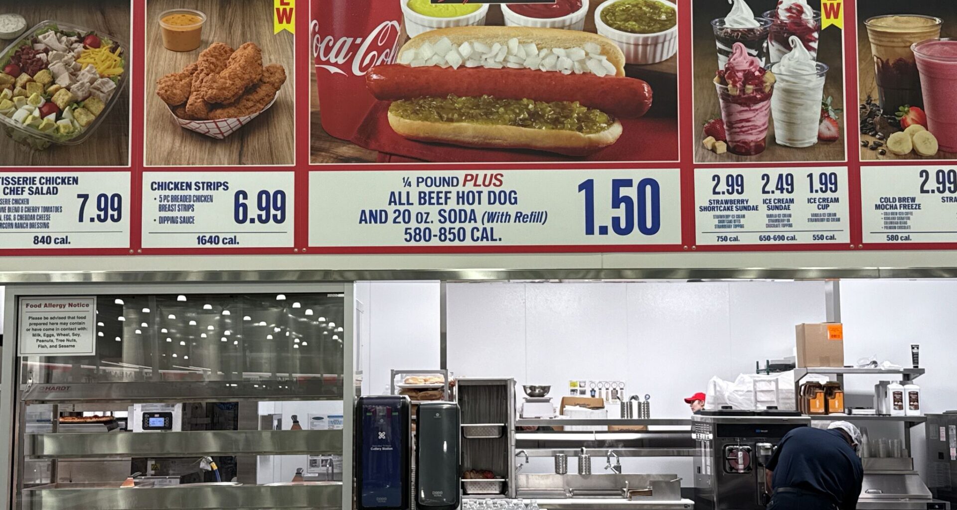 Costco's food courts tend to draw in customers for their low prices.