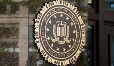 WASHINGTON, DC - MAY 6: The Department of Justice logo is displayed before U.S. Attorney General Pam Bondi arrives for a news conference at the Department of Justice on May 6, 2025 in Washington, DC. The Justice Department along with the Drug Enforcement Administration (DEA) and the U.S. Attorney's Office for the District of New Mexico are set to announce that they have completed an operation targeting a large drug trafficking organization that has been dealing fentanyl and other illicit narcotics. (Photo by Andrew Harnik/Getty Images)