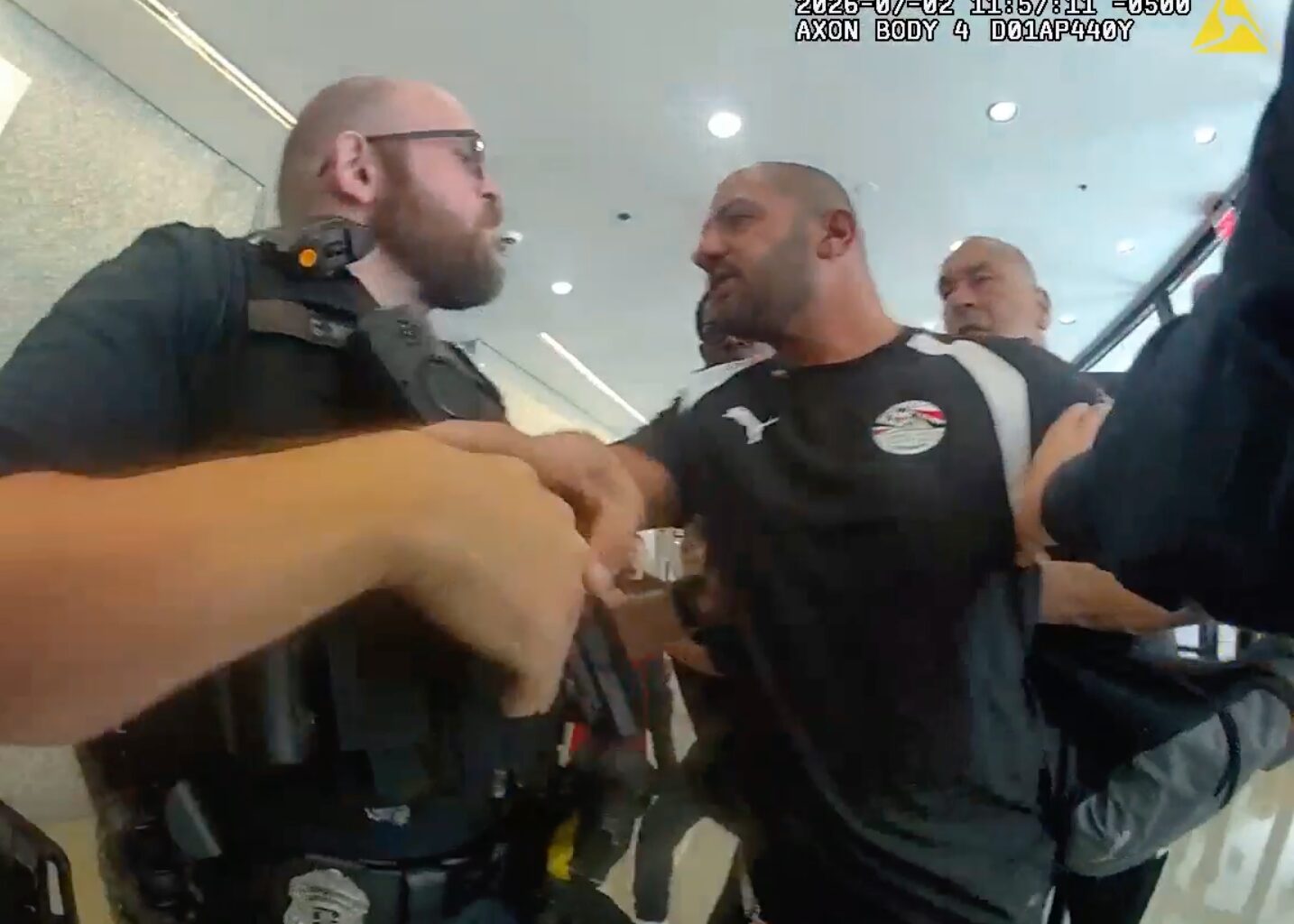 Dallas police body-cam shows clash with Egypt soccer team