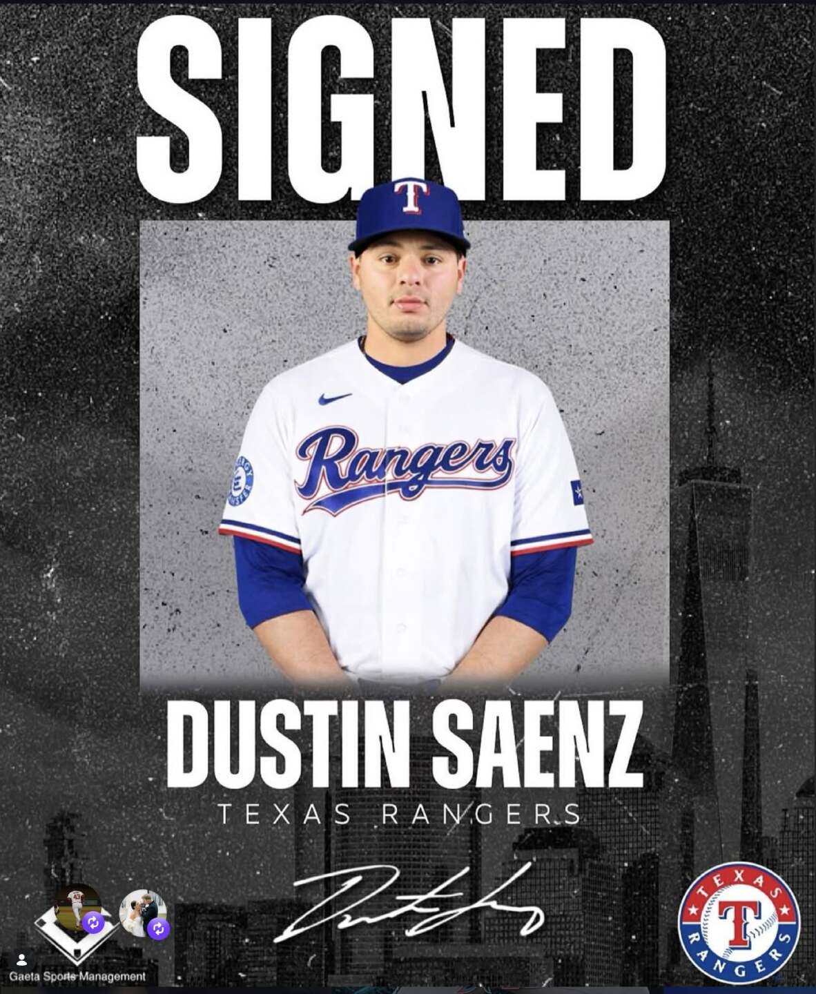 Dustin Saenz signs with Rangers