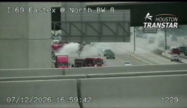 Heavy truck accident, vehicle fire on I-69 near Beltway 8 forces SB lanes to close, Houston TranStar says