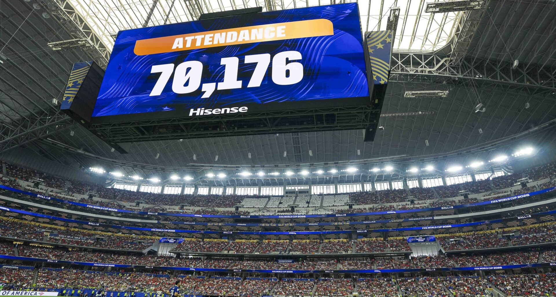 How many fans attended FIFA World Cup matches inside Dallas Stadium?