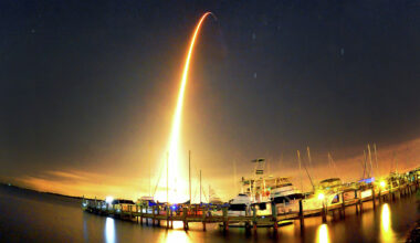 A SpaceX Falcon 9 rocket lights up the sky during liftoff. Elon Musk's company's $250 billion deal for xAI in February juiced the value numbers for 2026.