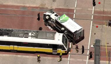 DART train crash with box truck disrupts downtown Dallas rail service