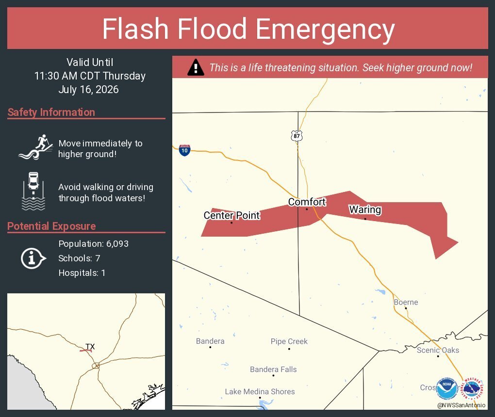 Texas flooding: NWS issues Flash Flood Emergency for Guadalupe River