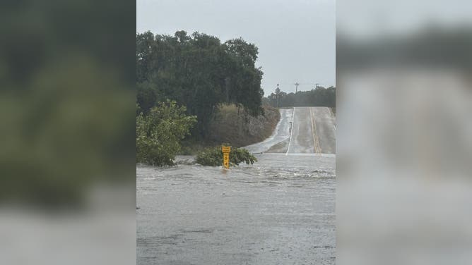 Flooding on Ranch Road 1051 going to Reagan Wells Texas, north of Uvalde.