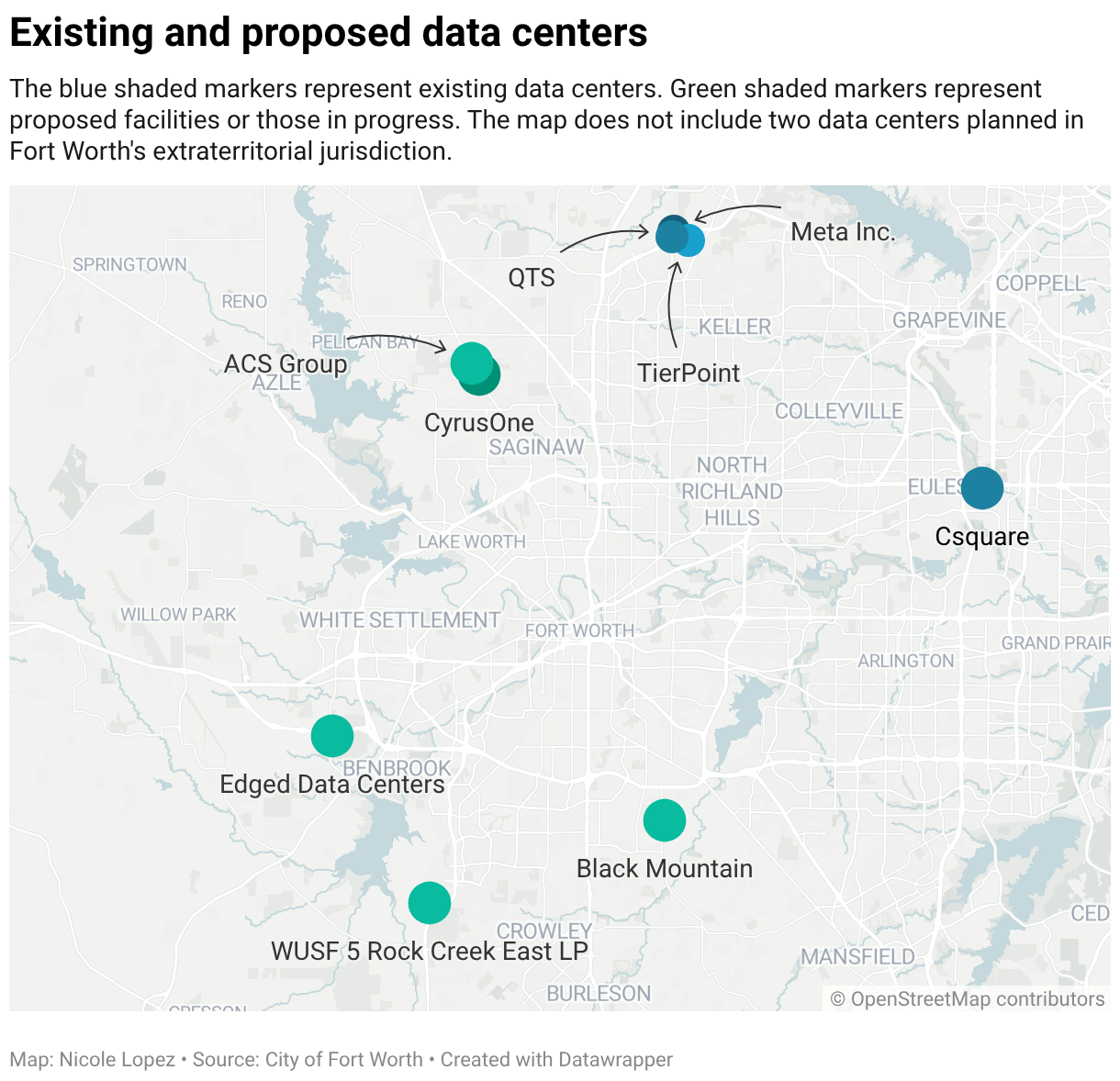 Existing and proposed data centers (Locator map)