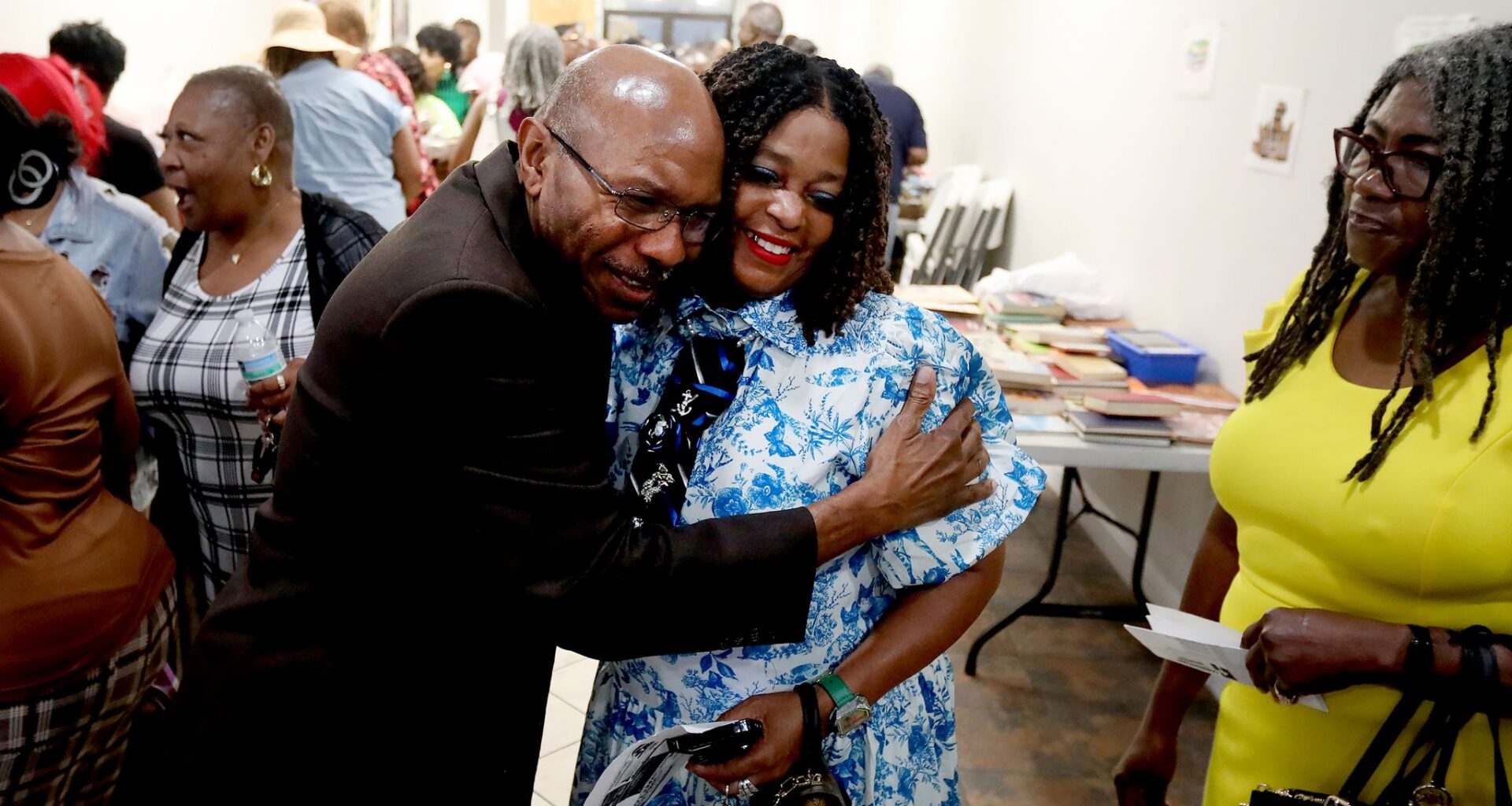 Pastor Chris Simmons greets parishioners following his Sunday service at Cornerstone Baptist Church, in Dallas, Texas, Sunday, July 12, 2026.