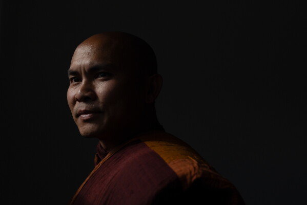 Bhikkhu Pannakara, a Buddhist monk who led a Walk for Peace from Fort Worth, Texas, to Washington, D.C., poses for a portrait in the North Hollywood section of Los Angeles, Monday, July 13, 2026. (AP Photo/Jae C. Hong)