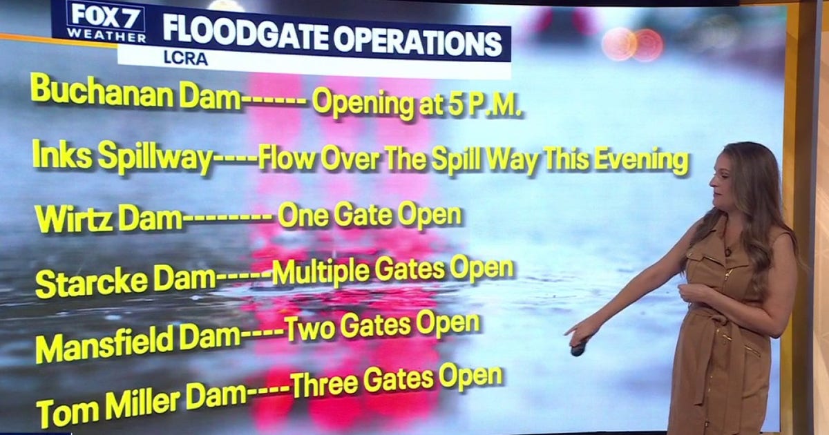 Central Texas dams open floodgates as historic rain gives way to intense summer heat