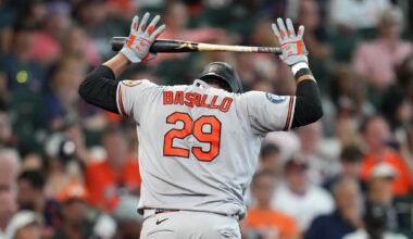 Orioles catcher Samuel Basallo exits game in Houston with shoulder discomfort