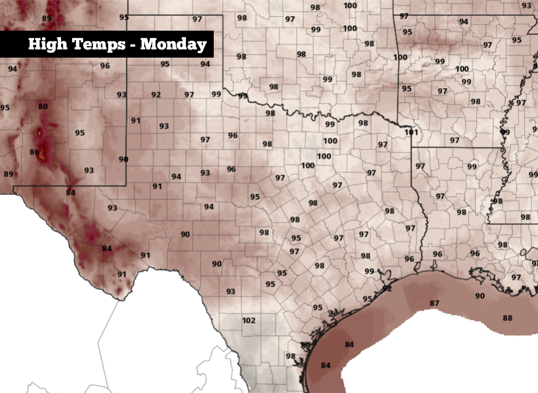 High heat: Here’s which Texas cities will hit 100 degrees Monday