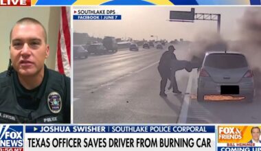 Texas officer saves driver from burning car in dramatic video