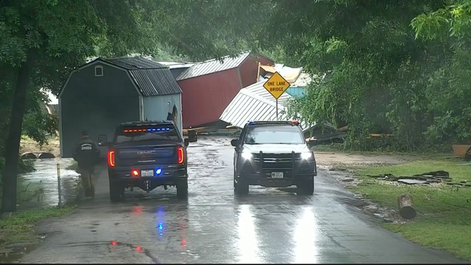 Flood damage at Arcadia Bridge in Kerrville, Texas, on July 16, 2026.