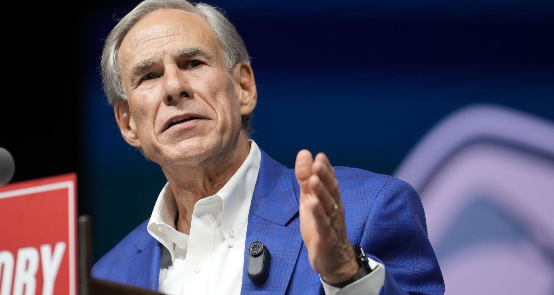Texas Governor Greg Abbott speaks at the Texas GOP convention in the George R. Brown Convention Center in Houston Friday, June 12, 2026.