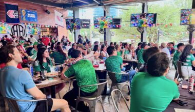 Team Mexico fans at Happiest Hour in Dallas for the first World Cup game.