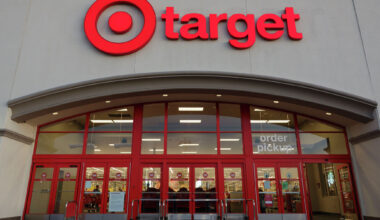 A Target logo is displayed at the entrance to a store on March 6, 2026 in Moorpark, CA.