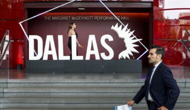 People arrive for the annual Dallas ISD State of the District event at the Winspear Opera House in Dallas, Tuesday, May 5, 2026.