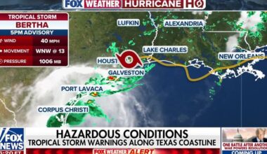 Tropical Storm Bertha churns west, bringing hazardous conditions to Texas coast