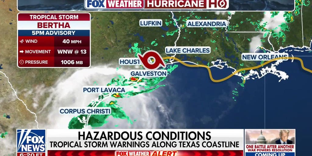 Tropical Storm Bertha churns west, bringing hazardous conditions to Texas coast