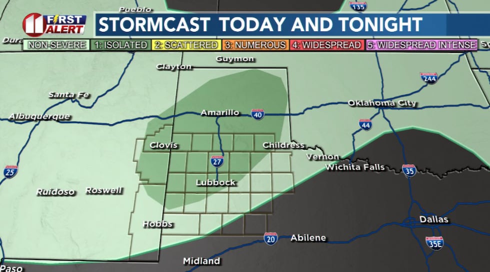 Scattered chance for storms mainly for the northwest of our region