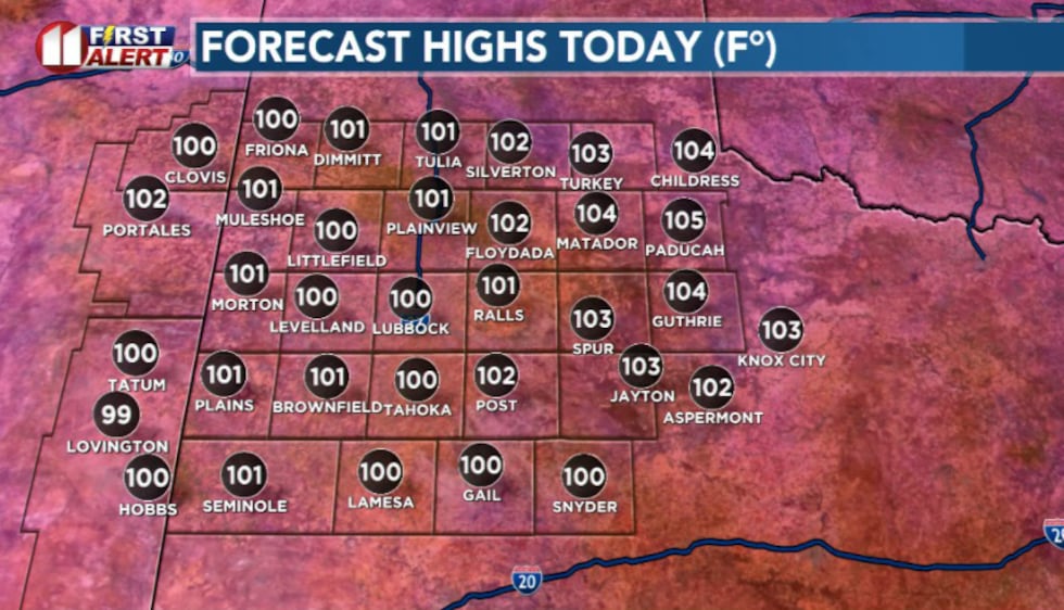 Highs today will be in the 100s