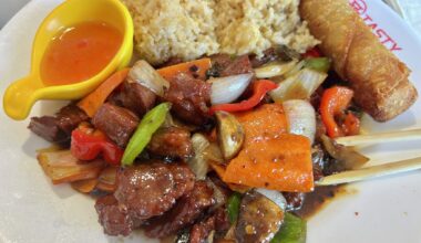 Black pepper mixed mushroom beef cubes from Tasty Modern Asian Kitchen.