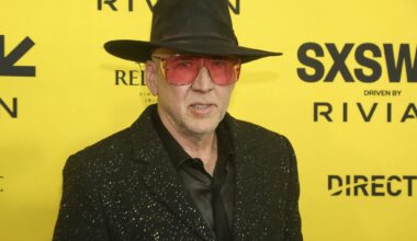 Nicolas Cage arrives for the the North American premiere of "The Surfer" at the Zach Theatre during the South by Southwest Film Festival on Monday, March 10, 2025, in Austin, Texas. (Photo by Jack Plunkett/Invision/AP)