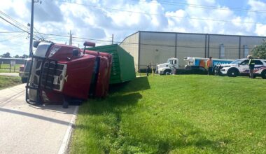Tractor trailer flips in Willowbrook area