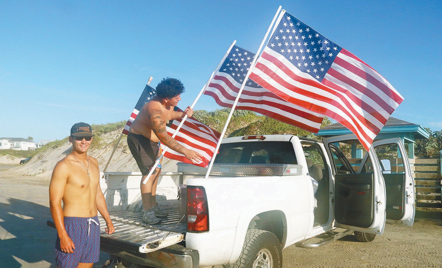 Flag fliers - Port Aransas South Jetty