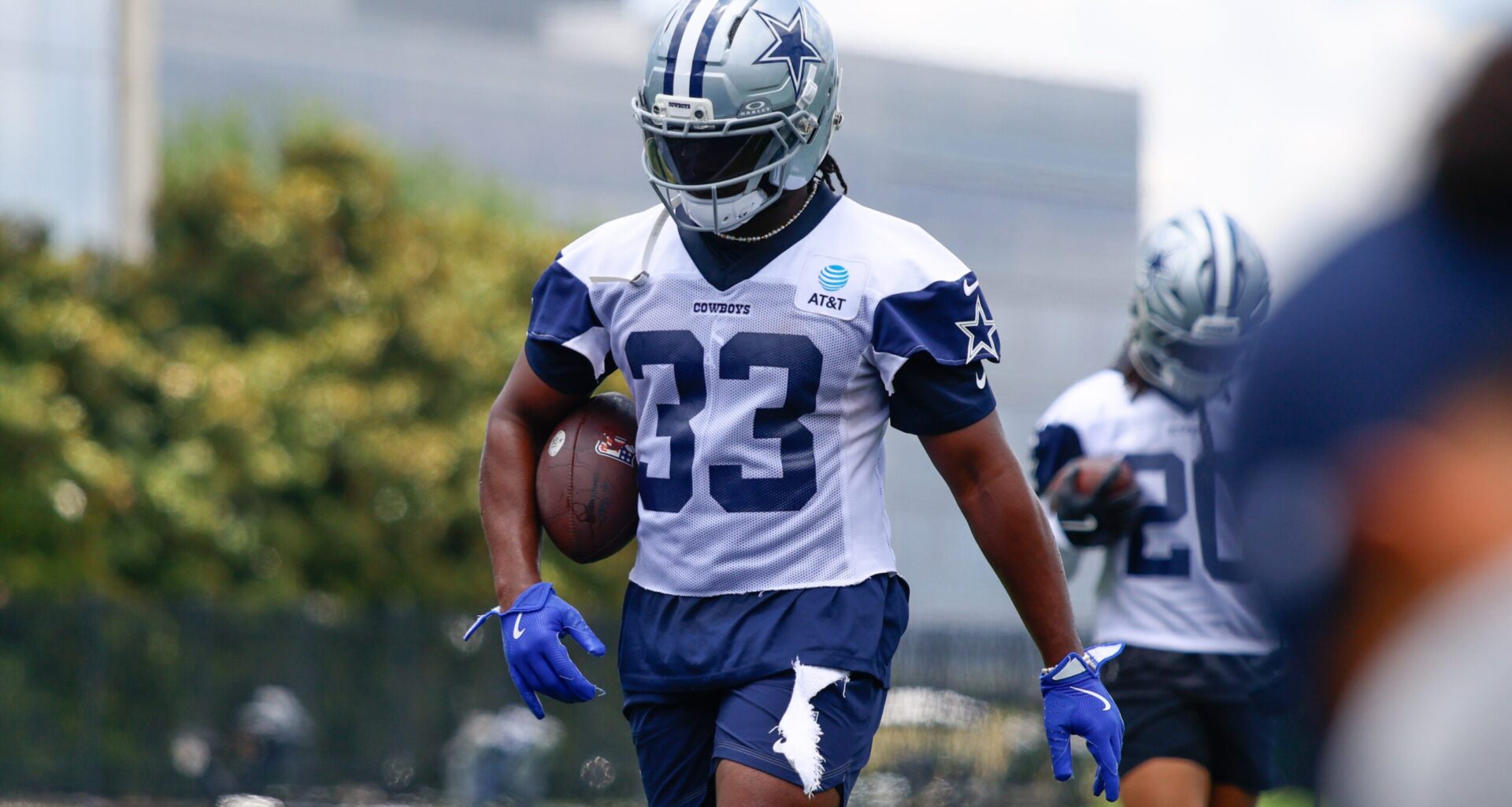 Jun 16, 2026; Dallas, TX, USA; Dallas Cowboys running back Javonte Williams (33) goes through a drill during practice at the Ford Center at the Star Training Facility in Frisco, Texas.