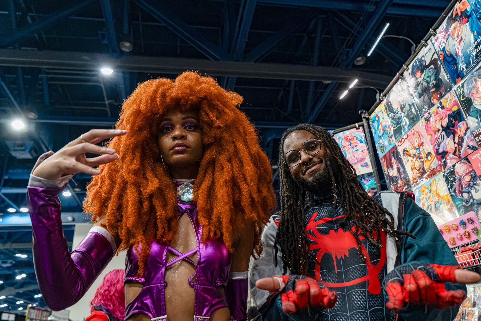 Kiki (L) and Josh (R) of Atlanta pose for a portrait at Dream Con 2026 in Houston. Of the three day event Josh said “ I’m a big fan of it being geared towards people of color, I feel celebrated” . Saturday, July 11, 2026, in Houston. (Douglas Sweet Jr / The Texas Tribune)