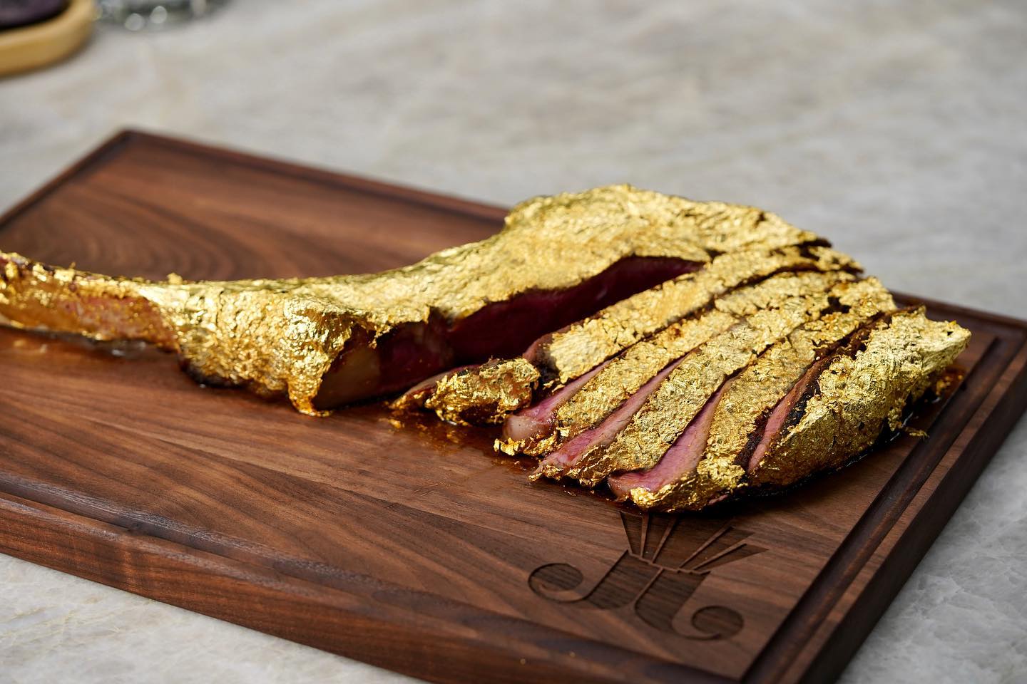 gold foiled steak