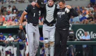 White Sox catcher Kyle Teel helped off field with left ankle injury and IL stint is likely