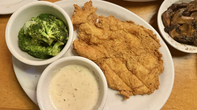 Country Fried Chicken with gravy and broccoli