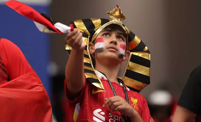 A fan of Egypt ahead the World Cup round of 32 soccer match between Australia and Egypt in Arlington, Texas, near Dallas, Tuesday, Friday, July 3, 2026. (AP Photo/Sam Hodde)
