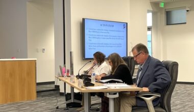 Hays CISD Chief Financial Officer Deborah Ottmers discusses the fiscal year 2026-27 budget at a June 29 meeting. (Sienna Wight/Community Impact)