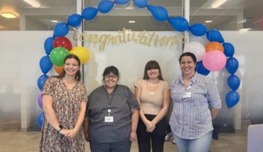 Two former Austin ISD students celebrated their graduation from the Project SEARCH program May 20. (Courtesy Baylor Scott & White Medical)