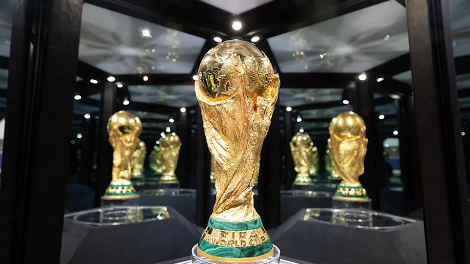 <div>DALLAS, TEXAS - APRIL 26: The original trophy is seen at the FIFA World Cup 26 Trophy Tour on April 26, 2026 in Dallas, Texas. (Photo by Omar Vega - FIFA/FIFA via Getty Images)</div>