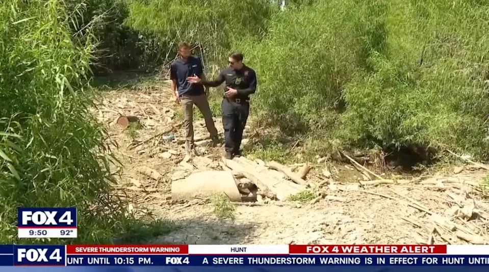 A Texas woman has been saved days after she got stuck in mud and sewage at the bottom of a ravine (KDFW)