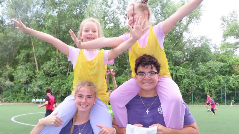 A soccer field in Poland became a place of connection and community for Ukrainian refugee children (Ellie Kallus/Abilene Christian University).